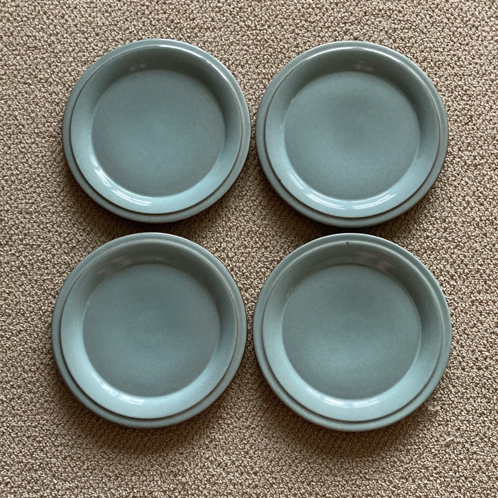 Prairie Turquoise Stoneware Entree Large Dinner Plate Set of 4 Like New